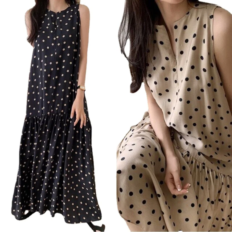 Pullover Long Dresses Summer Sleeveless Fashion New Women Polka Dot Dress Korea Casual Loose Vest Dress
Pullover Long Dresses Summer Sleeveless Fashion New Women Polka Dot Dress Korea Casual Loose Vest Dress