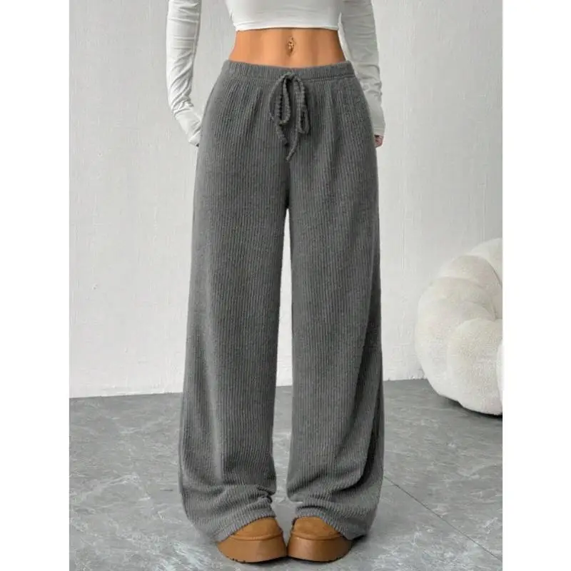 Autumn New Sle Bots Women's Loose Knitted Waist Belted Wide Leg Pure Color Ribbed Knitwear Vintage Ciwalk Nine Points Pants
Autumn New Sle Bots Women's Loose Knitted Waist Belted Wide Leg Pure Color Ribbed Knitwear Vintage Ciwalk Nine Points Pants