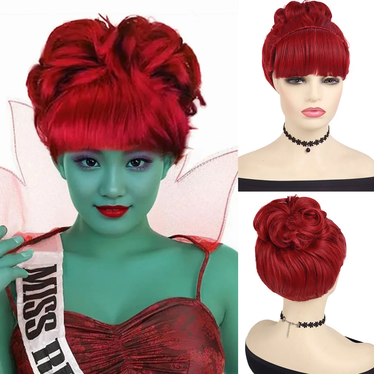 Red Wig with Bangs Bun for Women, Miss Dead Receptionist Costume Wigs + Weaving Cap for Halloween Argentina Drag Queen Cosplay
Red Wig with Bangs Bun for Women, Miss Dead Receptionist Costume Wigs + Weaving Cap for Halloween Argentina Drag Queen Cosplay