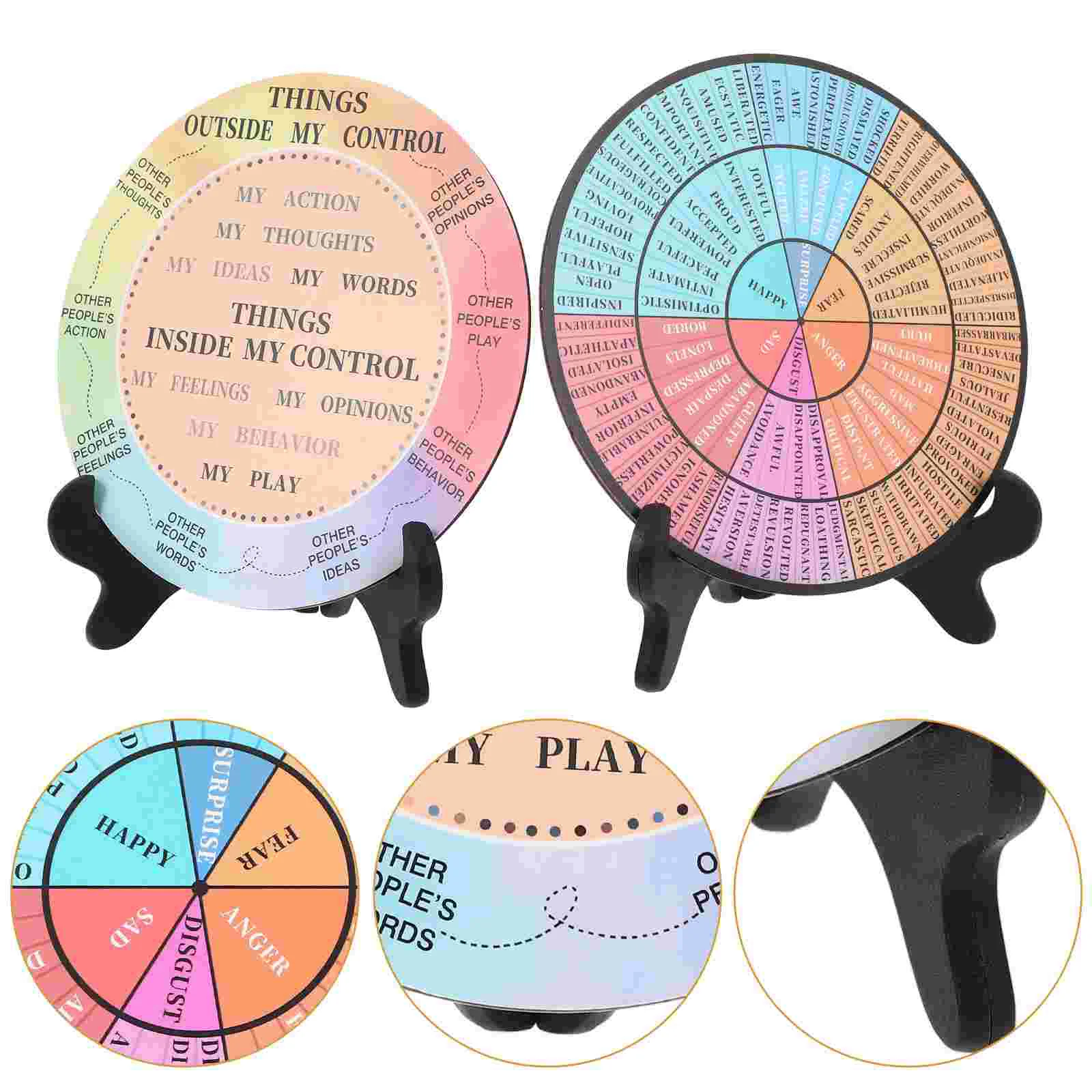 2 Pcs Mental Health Wheel Chart Feeling Decorations Feelings with Stand Emotion Ornaments Tablet Desktop Colorful
2 Pcs Mental Health Wheel Chart Feeling Decorations Feelings with Stand Emotion Ornaments Tablet Desktop Colorful