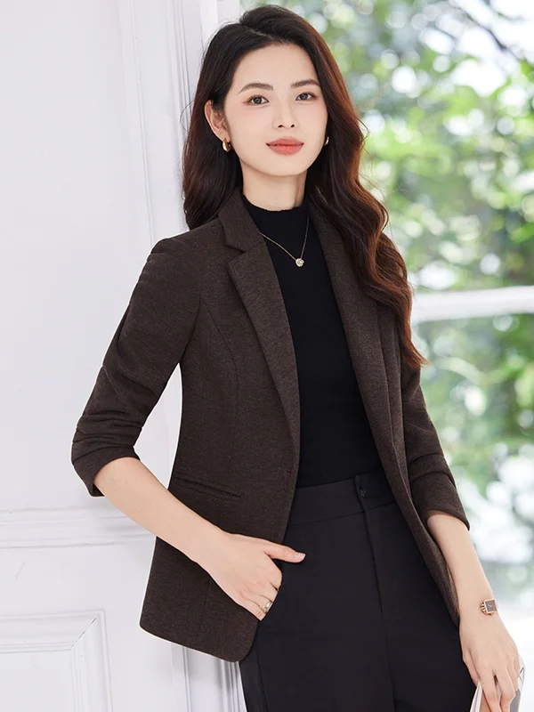 Women's Woolen Suit Jacket Slim Fit Casual Style Commute Appropriate Fashionable Top Button Pocket Detail Polyester Fiber
Women's Woolen Suit Jacket Slim Fit Casual Style Commute Appropriate Fashionable Top Button Pocket Detail Polyester Fiber