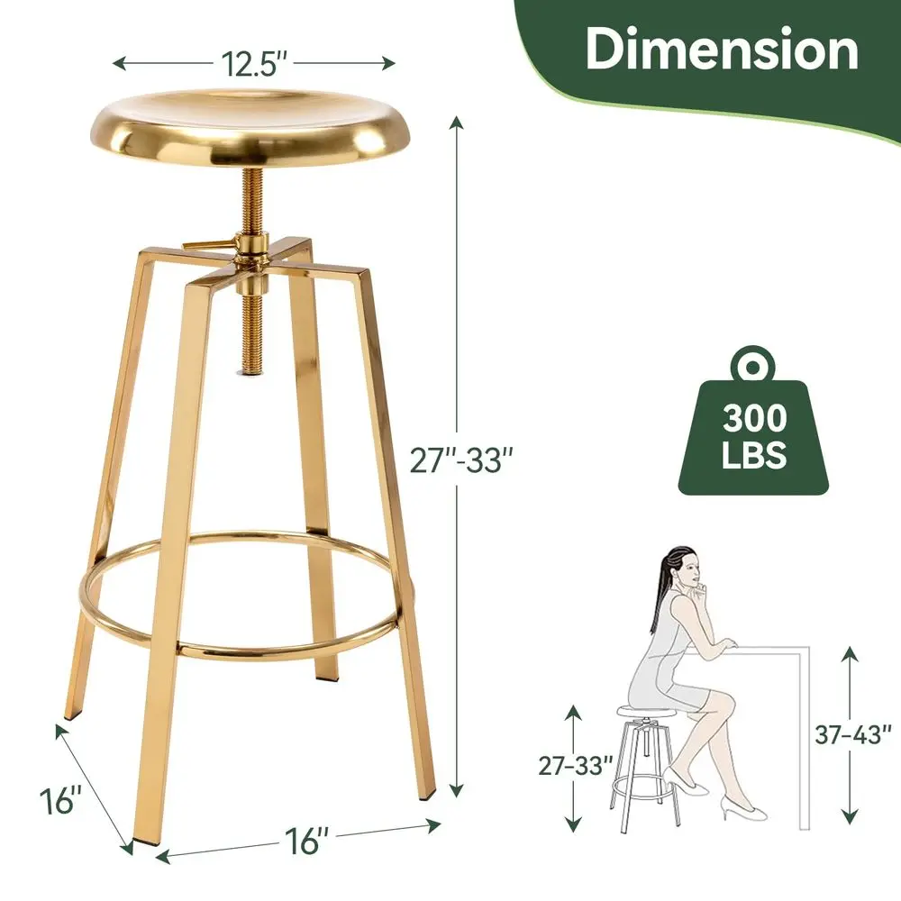 Gold Bar Stools Set of 2, Adjustable Height 360 Swivel Bar Stools, Backless Industrial Metal Counter Stools with Footrest, Bar
Gold Bar Stools Set of 2, Adjustable Height 360 Swivel Bar Stools, Backless Industrial Metal Counter Stools with Footrest, Bar