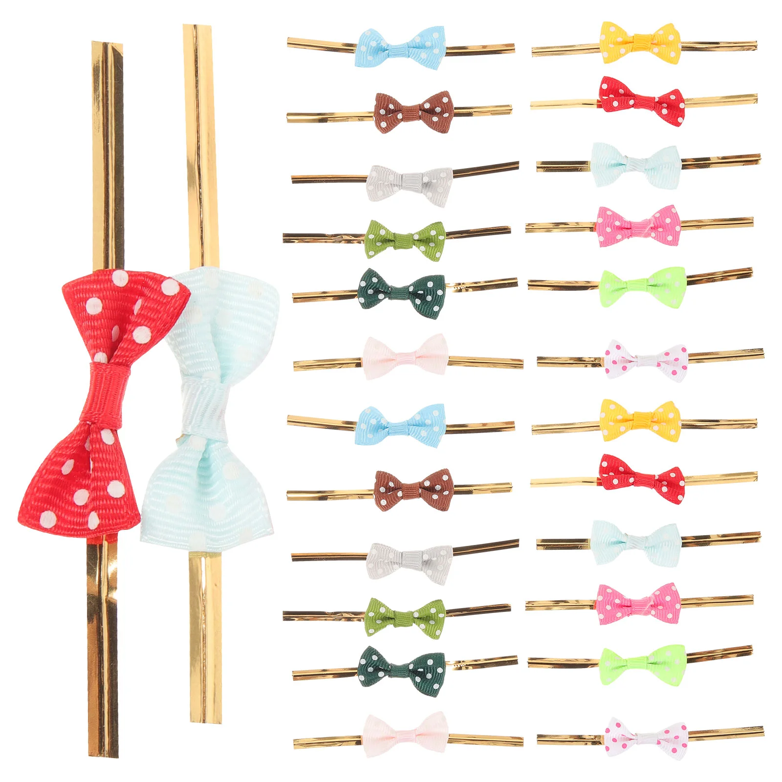 100Pcs Ties with Dot Ribbon Bowknots Baking Packaging Ribbed Bands for Candy Bag Dessert Sealing (Mixed Color)
100Pcs Ties with Dot Ribbon Bowknots Baking Packaging Ribbed Bands for Candy Bag Dessert Sealing (Mixed Color)