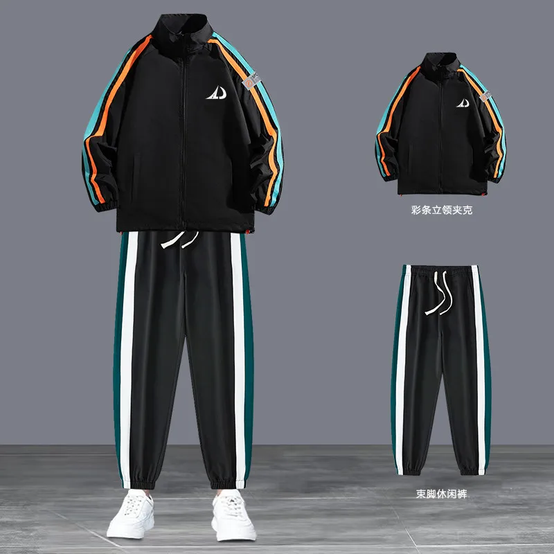 Men's splicing sportswear autumn and spring casual women's jacket + trousers 2-piece youth zipper street sports suit
Men's splicing sportswear autumn and spring casual women's jacket + trousers 2-piece youth zipper street sports suit