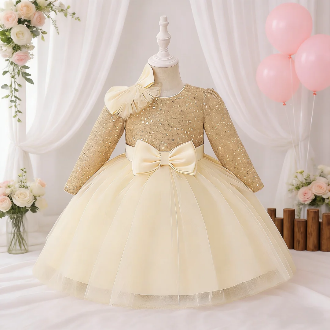 Infant and toddler dresses princess dresses babys first birthday long-sleeved bow sequin dresses girls evening gowns
Infant and toddler dresses princess dresses babys first birthday long-sleeved bow sequin dresses girls evening gowns