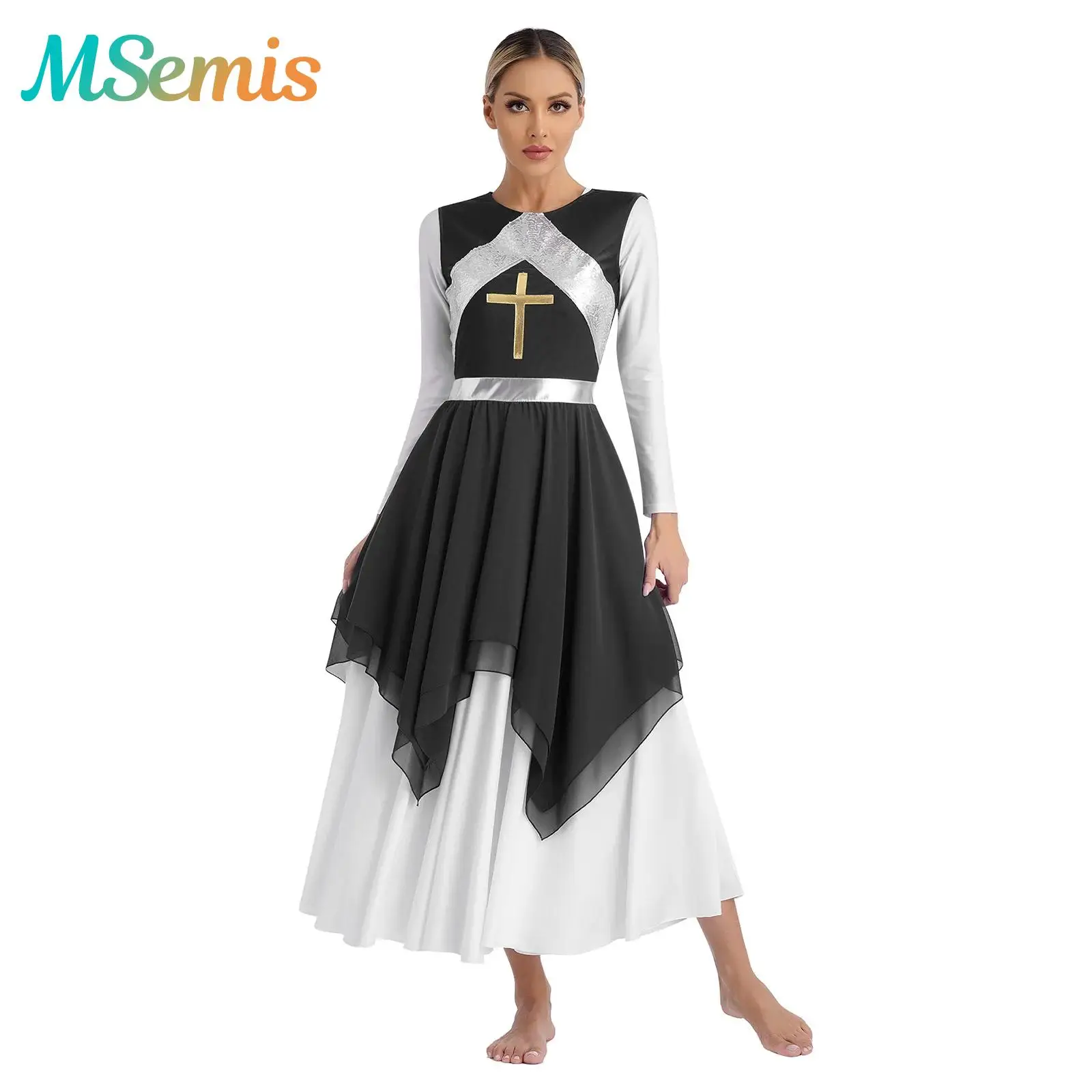 Womens Liturgical Praise Ballet Lyrical Dance Performance Costume Metallic Shiny Irregular Dress Gymnastics Ballet Dancewear
Womens Liturgical Praise Ballet Lyrical Dance Performance Costume Metallic Shiny Irregular Dress Gymnastics Ballet Dancewear