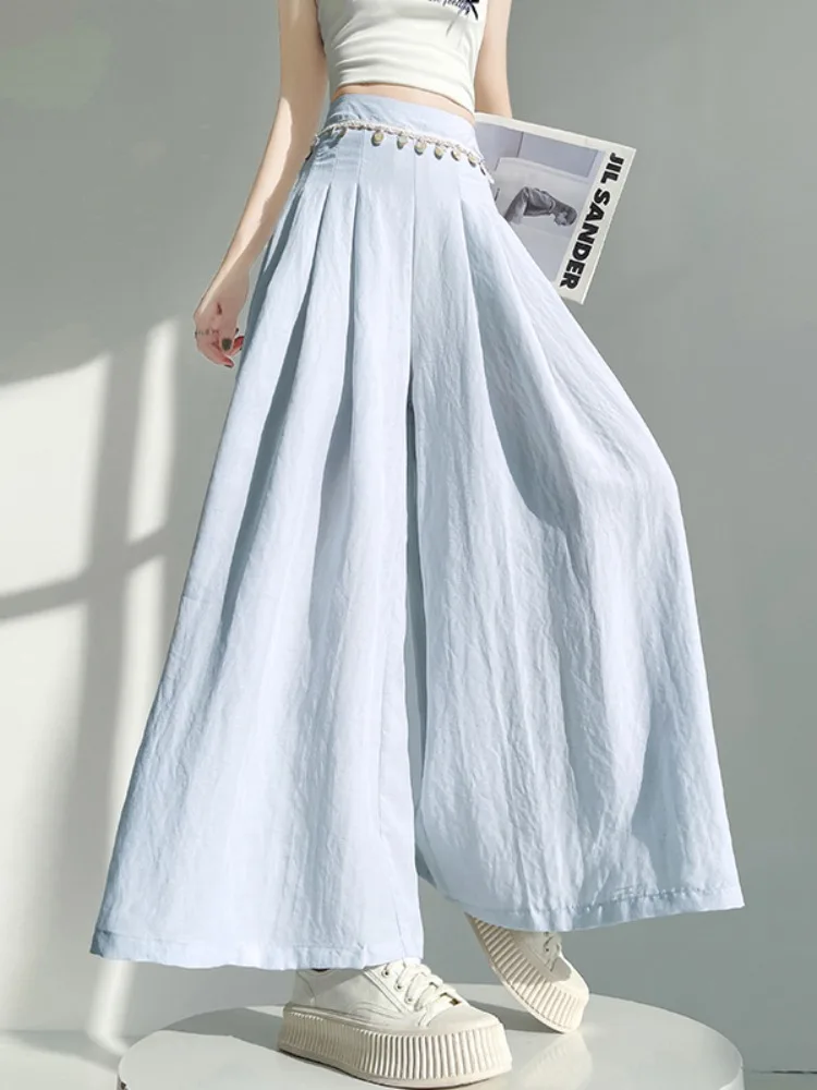 Blue Cotton Linen Loose Wide Leg Pants Women Summer New Style Casual High Waist Straight Cut Nine Points Draping Loose Skirt
Blue Cotton Linen Loose Wide Leg Pants Women Summer New Style Casual High Waist Straight Cut Nine Points Draping Loose Skirt