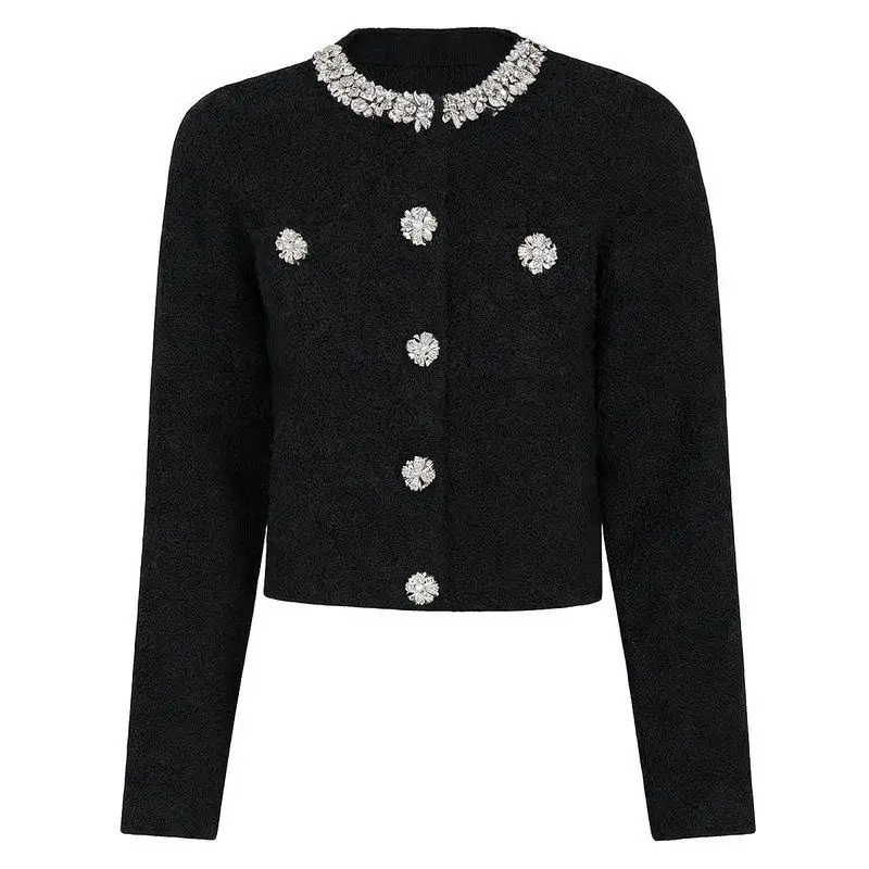 High-Quality Elegant Knitted Long Sleeve Women's Top Cardigan Outerwear Glittering Nail Drill Spring Autumn Fashion Trend
High-Quality Elegant Knitted Long Sleeve Women's Top Cardigan Outerwear Glittering Nail Drill Spring Autumn Fashion Trend