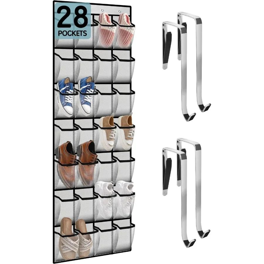 28 Compartment Over the Door Shoe Organizer Breathable Mesh Large Shoe Rack for Closet Storage Space Saving Hanging Shoe Holder
28 Compartment Over the Door Shoe Organizer Breathable Mesh Large Shoe Rack for Closet Storage Space Saving Hanging Shoe Holder