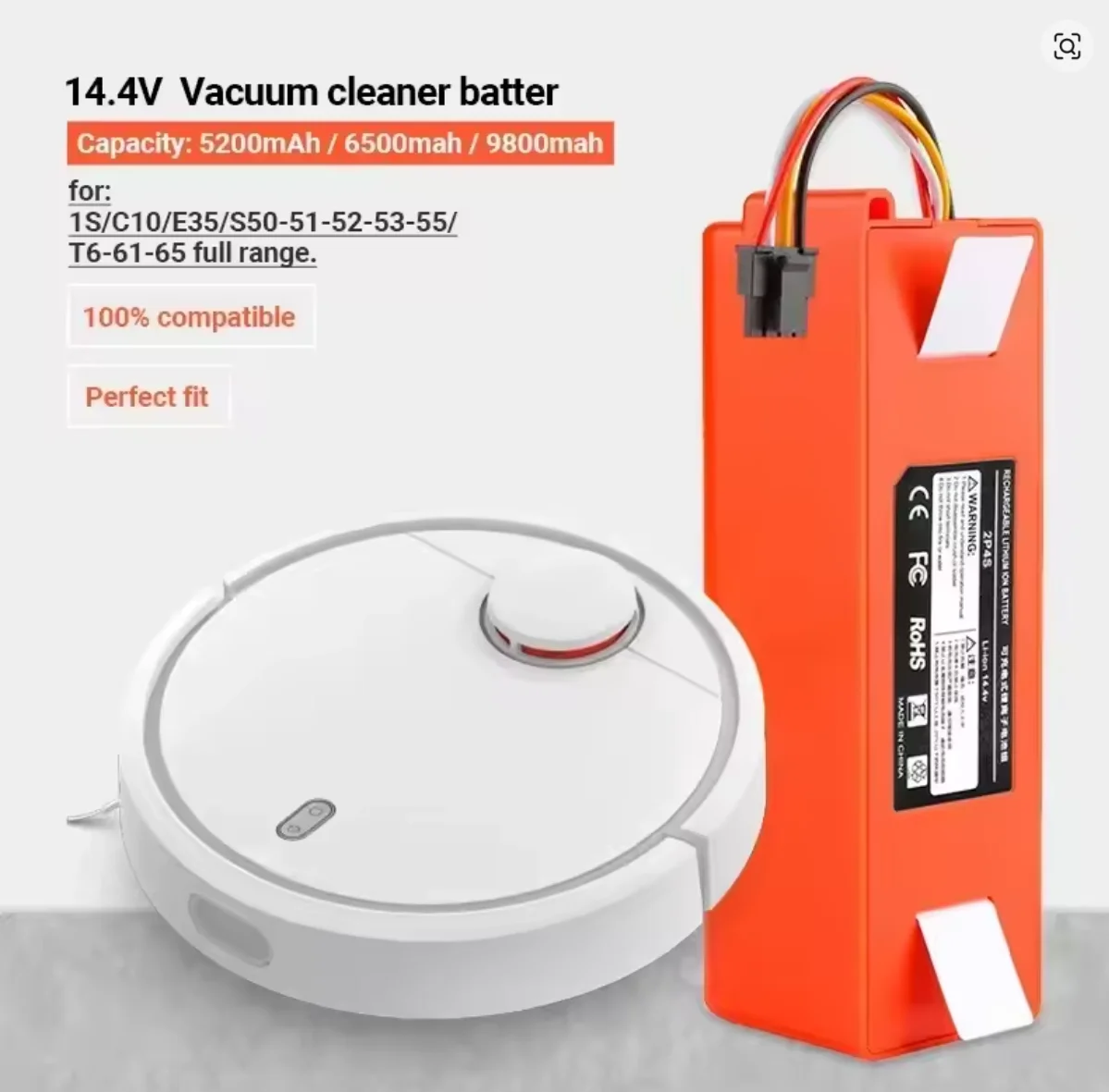 12800mah 14.4V Li-ion for Xiaomi Robot Roborock S50 S51 S55 S5 MAX S6 Battery for Robotic Vacuum Cleaner Replacement Battery
12800mah 14.4V Li-ion for Xiaomi Robot Roborock S50 S51 S55 S5 MAX S6 Battery for Robotic Vacuum Cleaner Replacement Battery