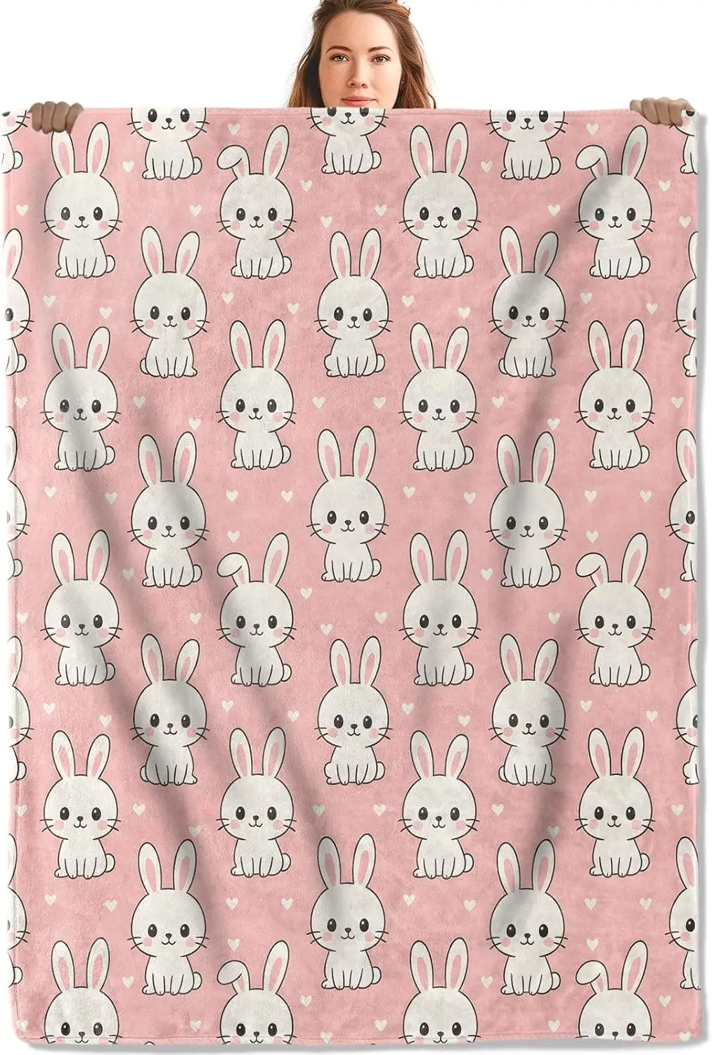 Cute Cartoon Bunny Rabbit Print Throw Blanket Cozy Fleece Plush Decor Gift for Nursery Baby Room Home Accent
Cute Cartoon Bunny Rabbit Print Throw Blanket Cozy Fleece Plush Decor Gift for Nursery Baby Room Home Accent