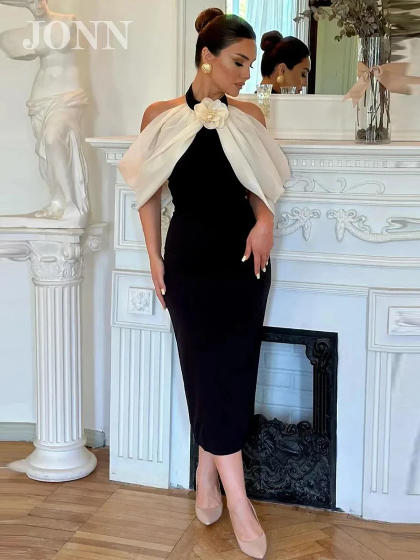 JONN 2024 High Quality Summer Women's Black Sexy 3D Flower Hanging Neck Off Shoulder Backless Midi Dress Elegant Party Vestidos
JONN 2024 High Quality Summer Women's Black Sexy 3D Flower Hanging Neck Off Shoulder Backless Midi Dress Elegant Party Vestidos