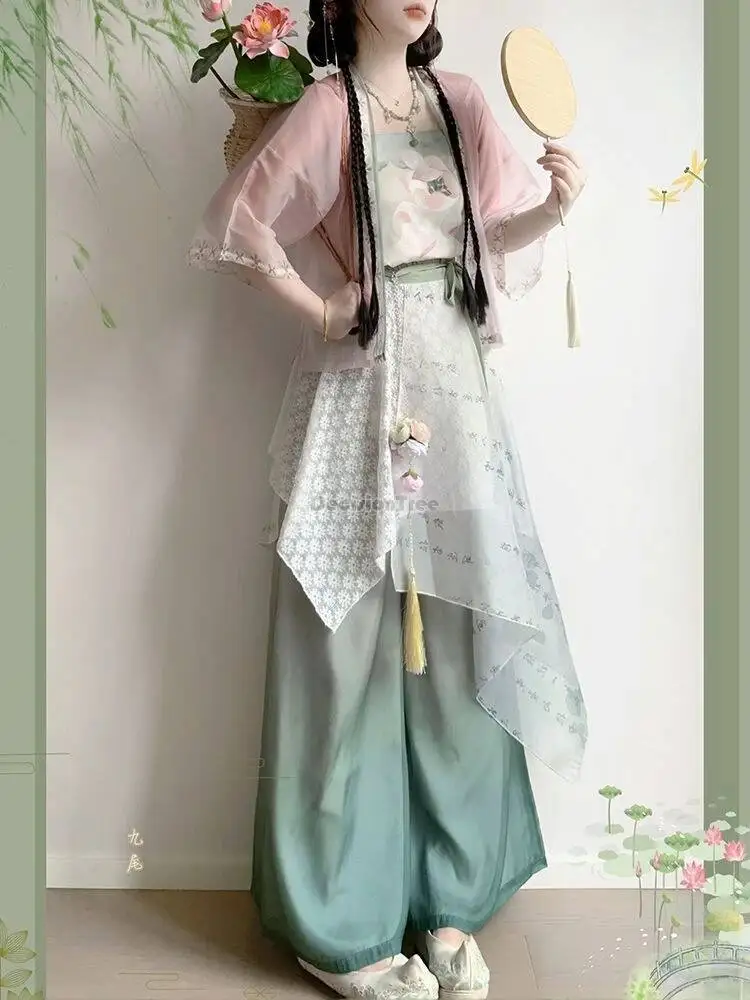 2026 new chinese retro fashion style song dynasty hanfu woman's short shirt long pants halter daily modern printed hanfu set
2026 new chinese retro fashion style song dynasty hanfu woman's short shirt long pants halter daily modern printed hanfu set