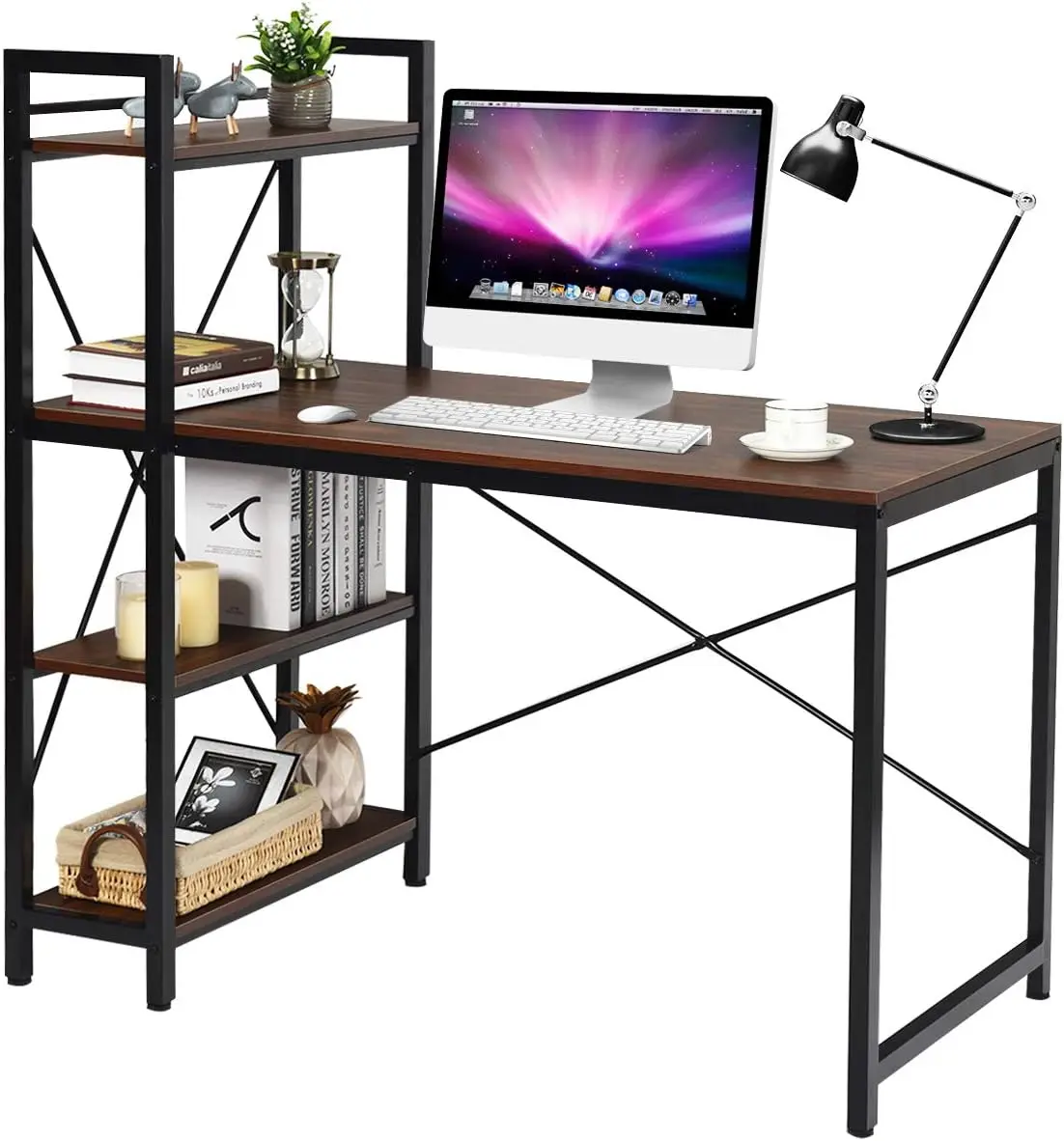 Computer Desk with 4 Tier Shelves, Study Writing Desk with Storage Bookshelves, Modern Compact Home Office Workstation,
Computer Desk with 4 Tier Shelves, Study Writing Desk with Storage Bookshelves, Modern Compact Home Office Workstation,
