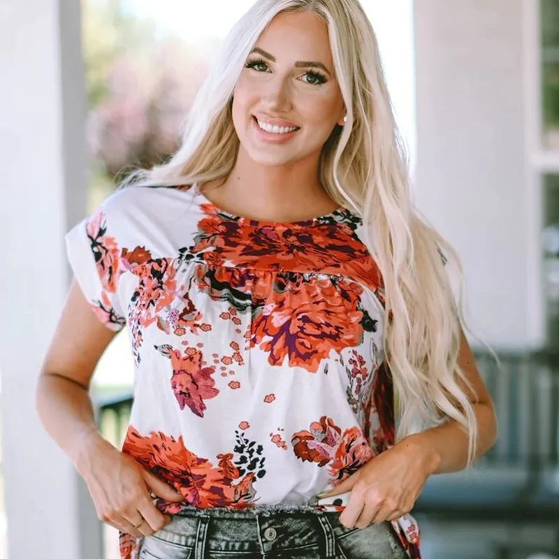 Women's Short Sleeve Flower Print Top Summer Casual Comfortable Loose Round Neck T-Shirt Elegant Female Clothing Streetwear
Women's Short Sleeve Flower Print Top Summer Casual Comfortable Loose Round Neck T-Shirt Elegant Female Clothing Streetwear