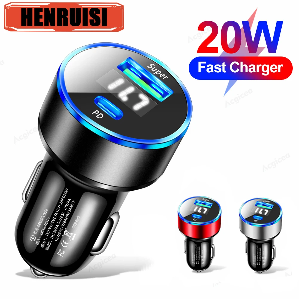 PD 20W Car Charger USB Type C Fast Charging PD Car Phone Adapter for iPhone 15 iPad Samsung S23 Xiaomi Huawei Quick Charge 3.0
PD 20W Car Charger USB Type C Fast Charging PD Car Phone Adapter for iPhone 15 iPad Samsung S23 Xiaomi Huawei Quick Charge 3.0