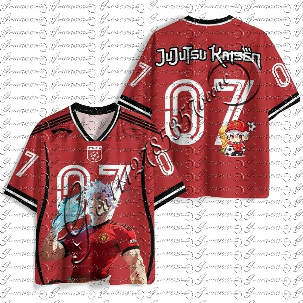 Anime Jujutsu Kaisen x Manchester United Gojo Satoru #07 Double-sided Print Football Jersey T-shirt Men Women Oversized V-neck
Anime Jujutsu Kaisen x Manchester United Gojo Satoru #07 Double-sided Print Football Jersey T-shirt Men Women Oversized V-neck