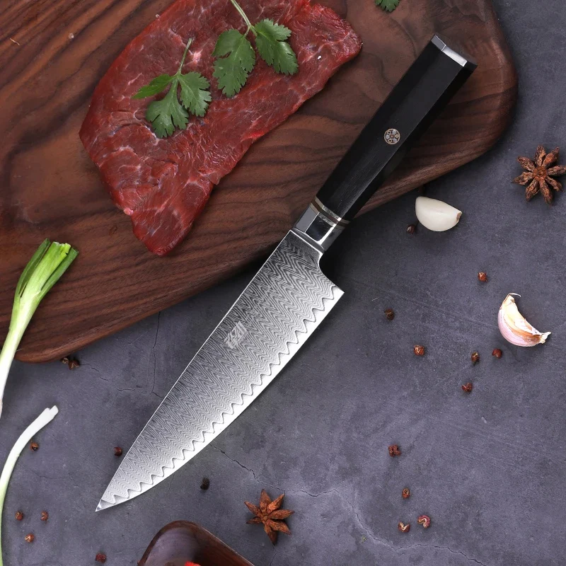 FINDKING 7.7 Inch Chef Knife 67-layers Damascus Steel Blade Ebony Handle Sharp Slicing Cleaver Butcher Japanese Kitchen Knives
FINDKING 7.7 Inch Chef Knife 67-layers Damascus Steel Blade Ebony Handle Sharp Slicing Cleaver Butcher Japanese Kitchen Knives