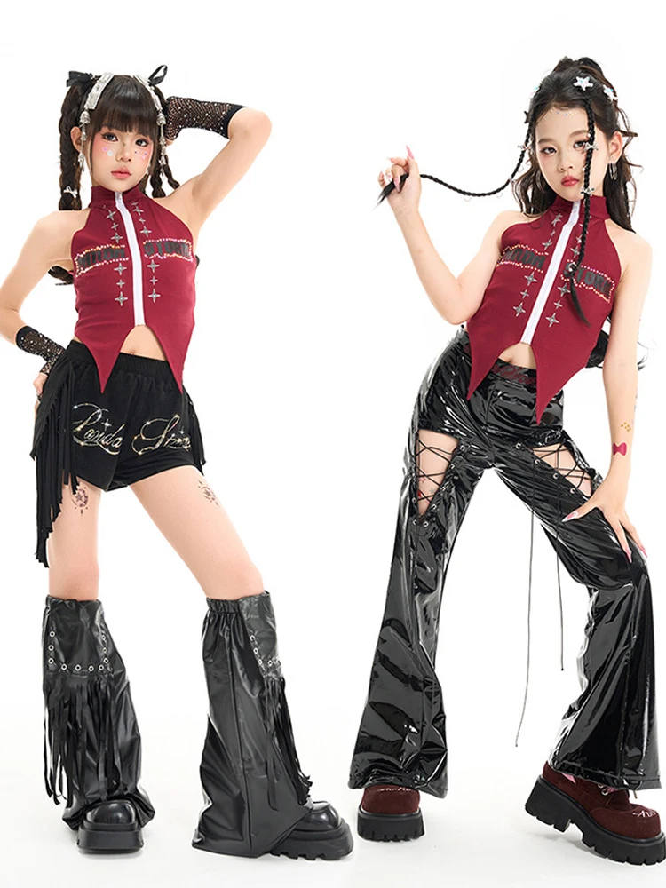 2026 Girls Kpop Clothes Red Navel Tops Fashion Shorts Pants Jazz Dance Performance Costume Y2K Hip Hop Dance Outfits BL19150
2026 Girls Kpop Clothes Red Navel Tops Fashion Shorts Pants Jazz Dance Performance Costume Y2K Hip Hop Dance Outfits BL19150