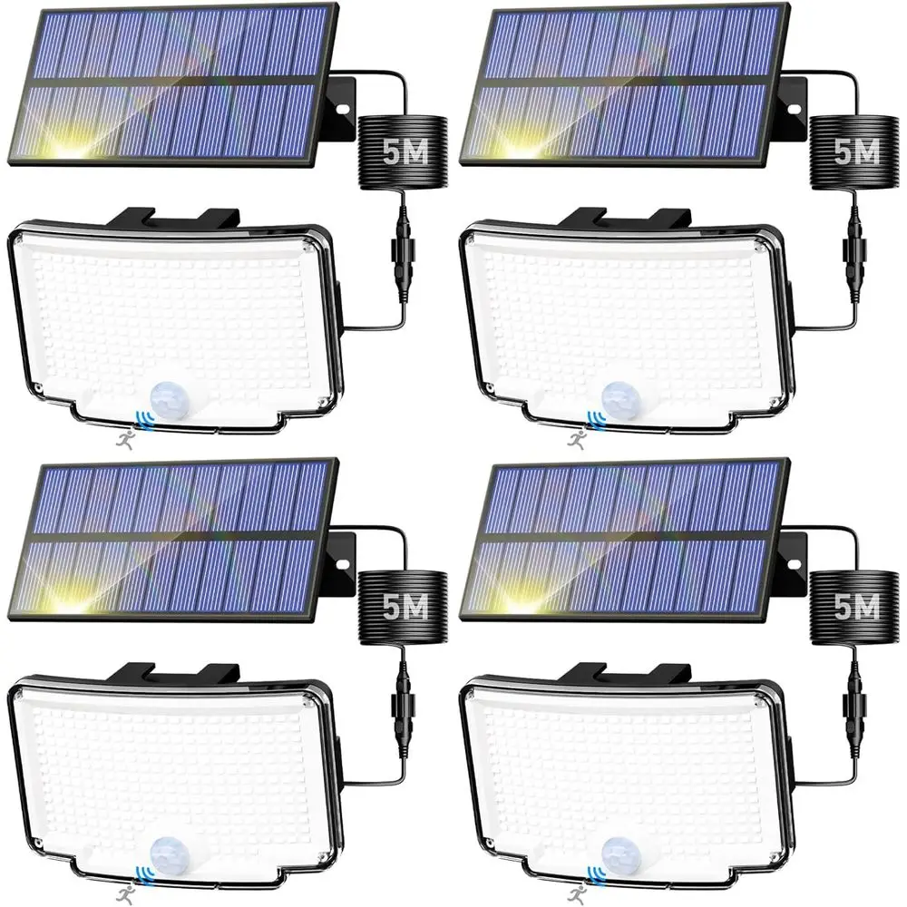 Комплект из 4 уличных светильников с датчиком движения, 318 светодиодов, 3 режима, IP65 водонепроницаемые, прожекторы для сада, патио, гаража
Комплект из 4 уличных светильников с датчиком движения, 318 светодиодов, 3 режима, IP65 водонепроницаемые, прожекторы для сада, патио, гаража