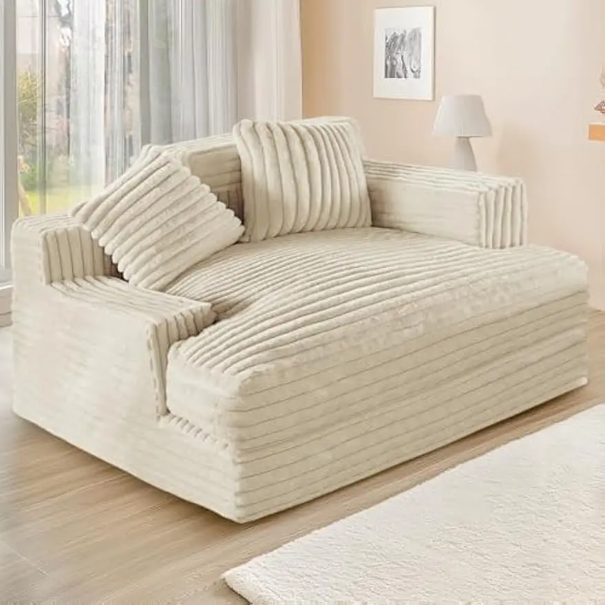 Chaise Lounge Indoor, Oversized Sofa Bed, 48 Inch Upholstered Lounge Chair with 2 Throw Pillows, Plush Sleeper Chair for Living
Chaise Lounge Indoor, Oversized Sofa Bed, 48 Inch Upholstered Lounge Chair with 2 Throw Pillows, Plush Sleeper Chair for Living