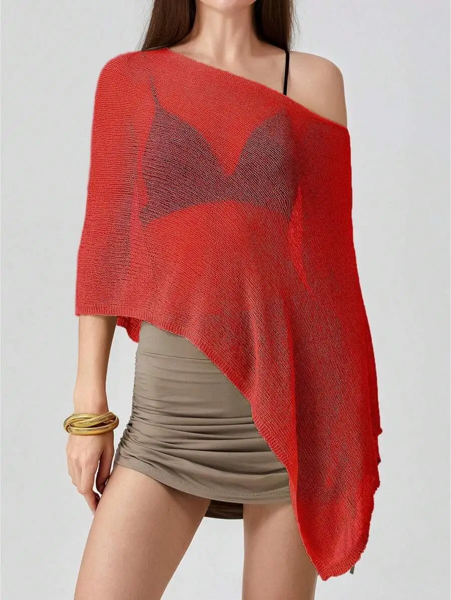 Women Knit See-Through Cover-Up Solid Irregular Loose Pullover Summer Beach Top
Women Knit See-Through Cover-Up Solid Irregular Loose Pullover Summer Beach Top