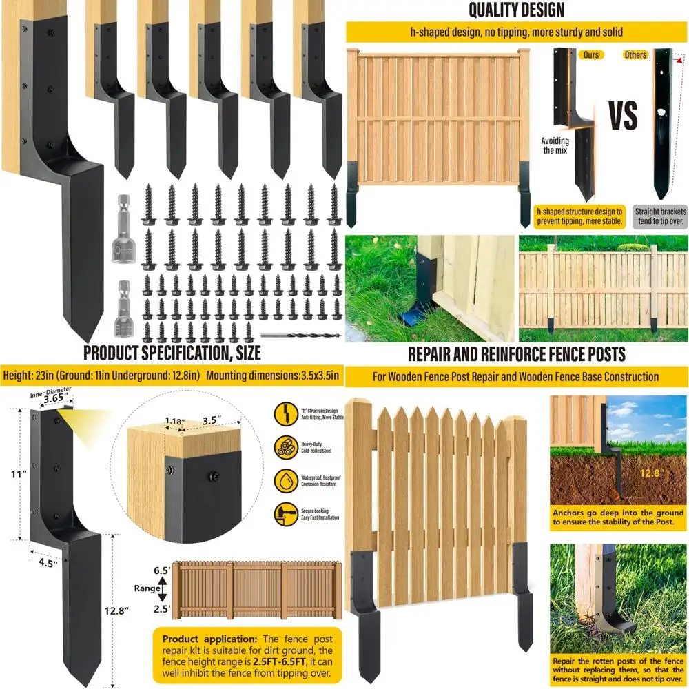 Сверхмощный стальной комплект для ремонта столба ограждения для деревянных стоек 4x4, якорь с шипами для заземления, идеально подходит для ремонта и улучшения стабилизации стойки
Сверхмощный стальной комплект для ремонта столба ограждения для деревянных стоек 4x4, якорь с шипами для заземления, идеально подходит для ремонта и улучшения стабилизации стойки