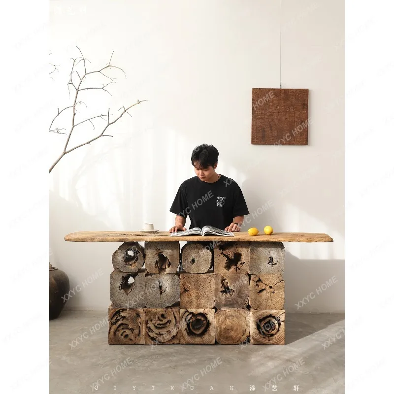 Wabi-sabi style casualretro table nature simple old wood tea table
Wabi-sabi style casualretro table nature simple old wood tea table