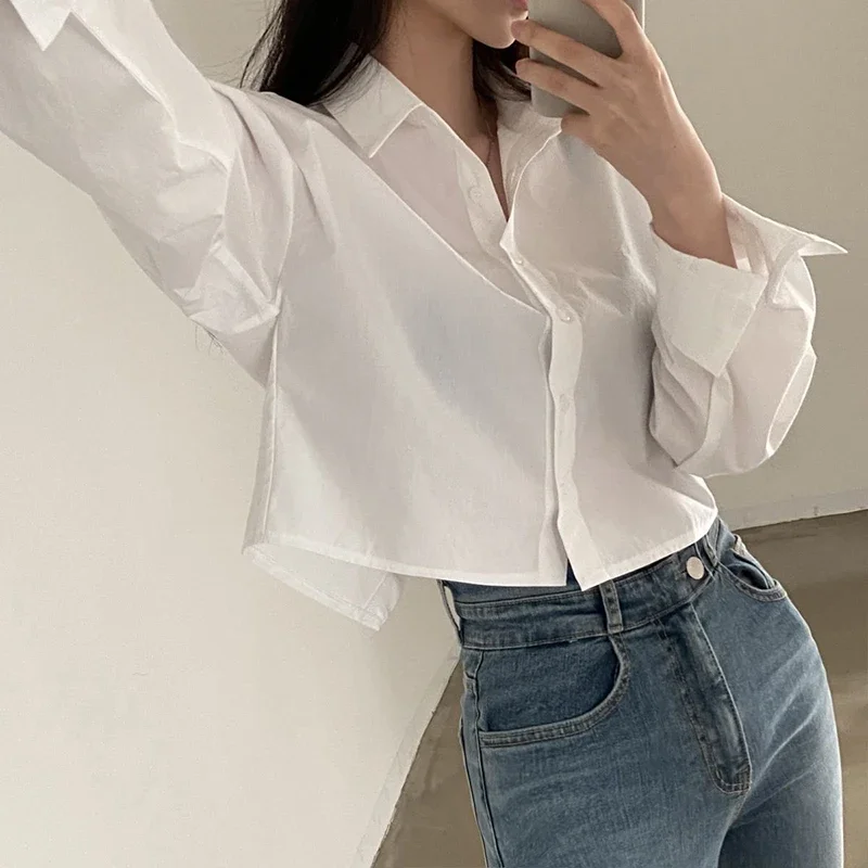 Chic Casual Long Sleeve Women White Shirt Korean Solid Button Split Crop Tops Blouse Female Spring New All Match Tops
Chic Casual Long Sleeve Women White Shirt Korean Solid Button Split Crop Tops Blouse Female Spring New All Match Tops