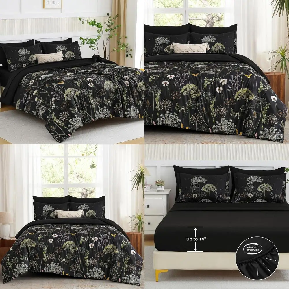 Комплект постельного белья из 7 предметов с цветочным узором «Черный одуванчик», размер Queen, в сумке, всесезонное мягкое микрофибровое белье с простынями
Комплект постельного белья из 7 предметов с цветочным узором «Черный одуванчик», размер Queen, в сумке, всесезонное мягкое микрофибровое белье с простынями