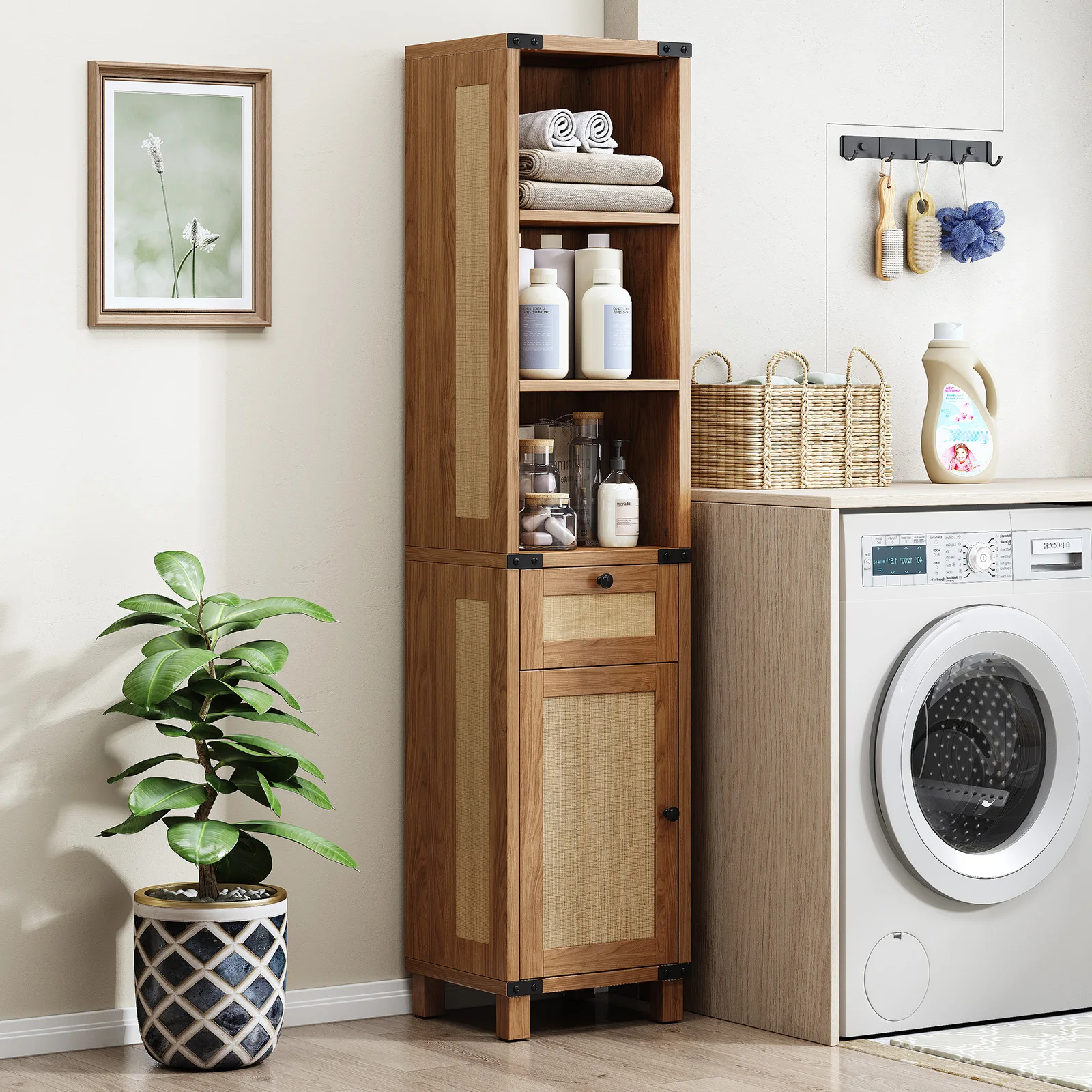71" Slim Floor Cabinet with Drawers & Adjustable Shelves,Tall Narrow Storage for Bathroom, Kitchen, Living Room & Entryway
71" Slim Floor Cabinet with Drawers & Adjustable Shelves,Tall Narrow Storage for Bathroom, Kitchen, Living Room & Entryway