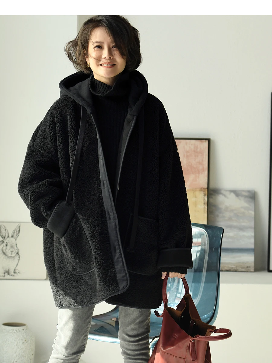 Korean Sle Simple Large ket Lamb Fur Loose Mid-Length Hooded Patchwork Jaet Women's Winter Milan Declaration Outerwear
Korean Sle Simple Large ket Lamb Fur Loose Mid-Length Hooded Patchwork Jaet Women's Winter Milan Declaration Outerwear