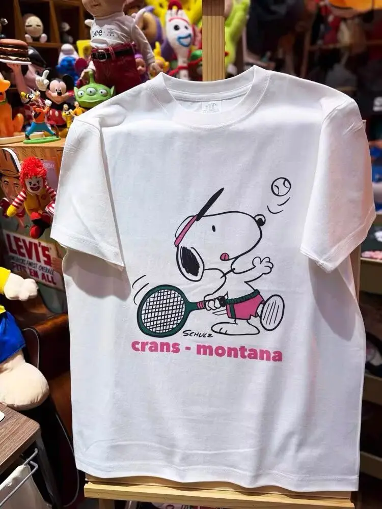 Веселые футболки с короткими рукавами из чистого хлопка с мультяшным принтом Snoopy для мужчин и женщин
Веселые футболки с короткими рукавами из чистого хлопка с мультяшным принтом Snoopy для мужчин и женщин