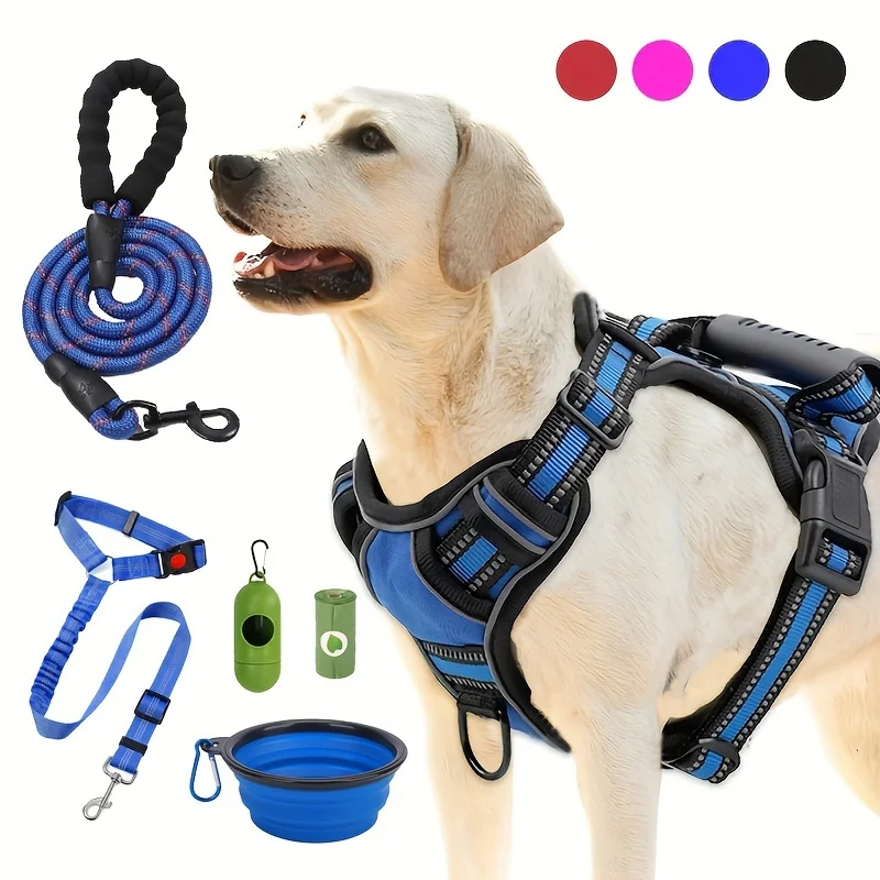6in 1 No-Pull Dog Harness And Leash Set Adjustable Reflective No-Choke Pet Oxford Vest with 2 Leash Clips And Easy Control Handle for Small, Medium And Large Dogs
6in 1 No-Pull Dog Harness And Leash Set Adjustable Reflective No-Choke Pet Oxford Vest with 2 Leash Clips And Easy Control Handle for Small, Medium And Large Dogs