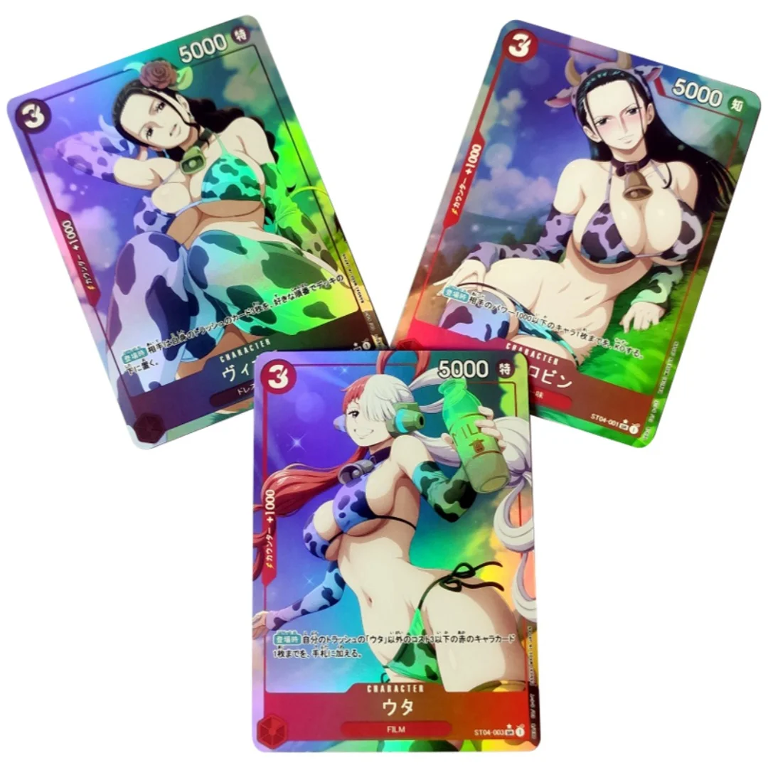 Anime One Piece DIY Manga Cards Uta Nico Robin Cow swimsuit Process Colorful Flash Self-Made Card Game Collection Cards
Anime One Piece DIY Manga Cards Uta Nico Robin Cow swimsuit Process Colorful Flash Self-Made Card Game Collection Cards