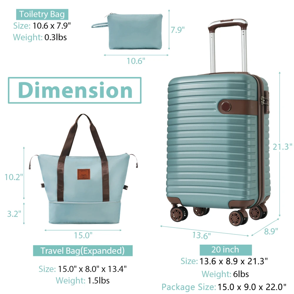3Pcs Travel Luggage Set 20 Inch Airline Approved Carry on Luggage Lightweight ABS Hardshell Suitcase Spinner Wheels for Travel
3Pcs Travel Luggage Set 20 Inch Airline Approved Carry on Luggage Lightweight ABS Hardshell Suitcase Spinner Wheels for Travel