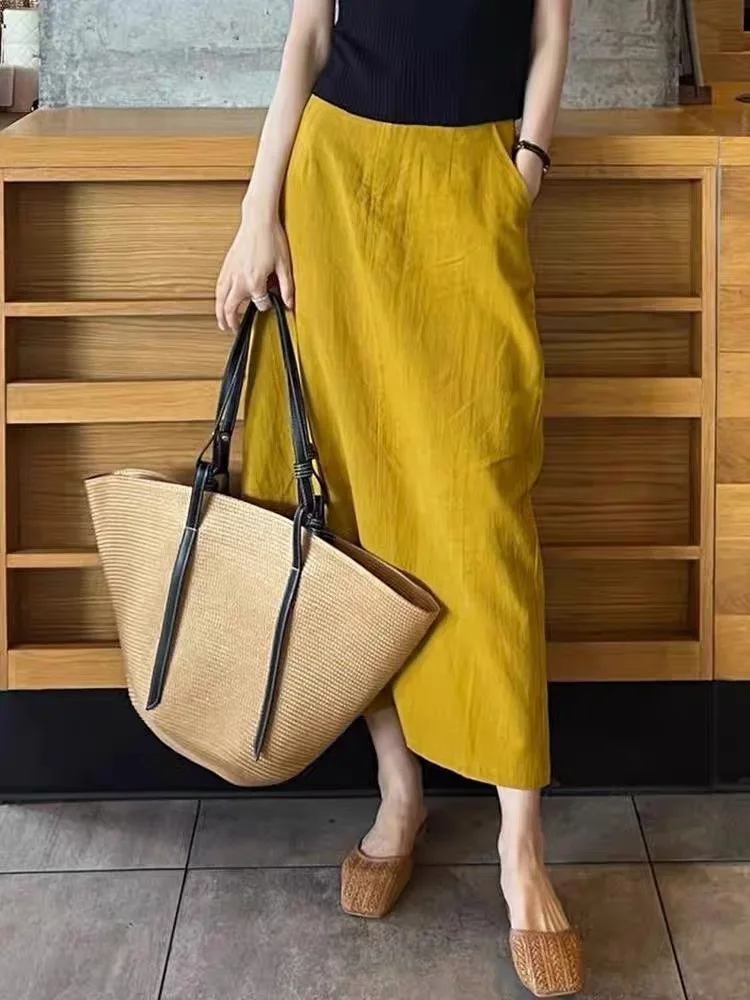 Желтая хлопково-льняная асимметричная юбка трапециевидной формы, женская дышащая юбка средней длины с эластичной резинкой на талии и прямым вырезом
Желтая хлопково-льняная асимметричная юбка трапециевидной формы, женская дышащая юбка средней длины с эластичной резинкой на талии и прямым вырезом