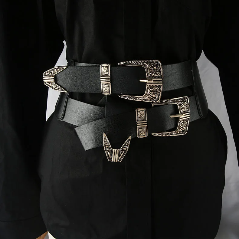 Metal Engraved Double-ended Buckle Decorative Wide Belt with Jumpsuit Long Skirt Shirt Women's Fashion Elastic Thin Waist Seal
Metal Engraved Double-ended Buckle Decorative Wide Belt with Jumpsuit Long Skirt Shirt Women's Fashion Elastic Thin Waist Seal