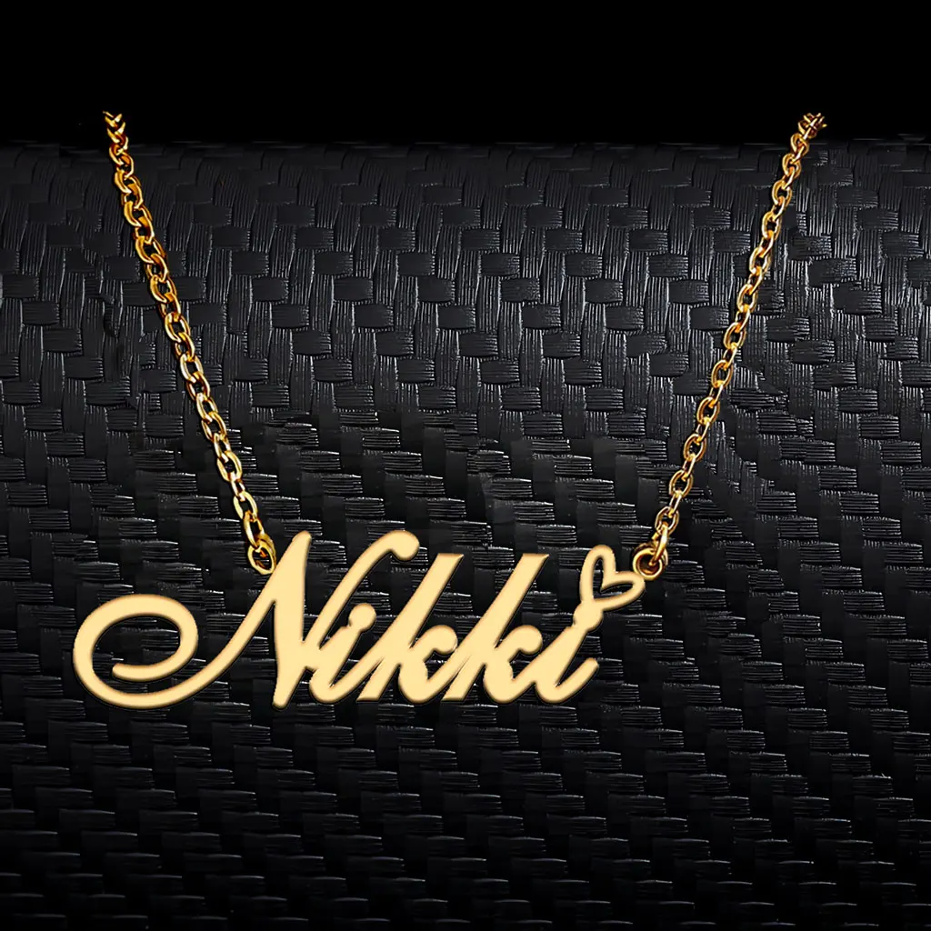 AOLOSHOW Trendy Nikki with Heart Pendant Name Necklace for Women Stainless Steel Gold Plated Jewelry Mother's Day Gift
AOLOSHOW Trendy Nikki with Heart Pendant Name Necklace for Women Stainless Steel Gold Plated Jewelry Mother's Day Gift