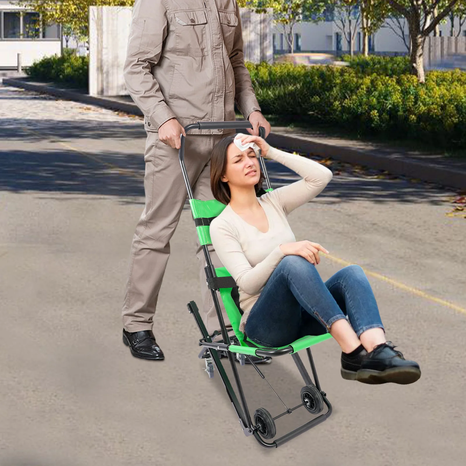 Manual Stair Chair with Seat Belts Foldable Emergency Stair Chair with Wheels Portable Transport Stair Chair Load Capacity 159KG
Manual Stair Chair with Seat Belts Foldable Emergency Stair Chair with Wheels Portable Transport Stair Chair Load Capacity 159KG