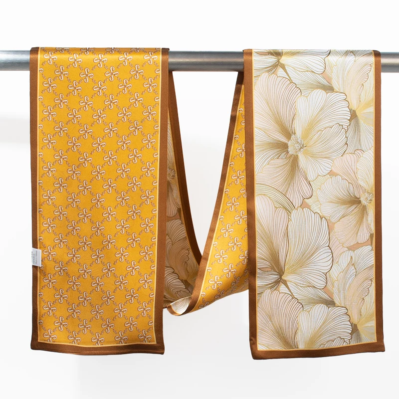100% Mulberry Silk Skinny Kerchief Double Side Ginkgo & Classic Geometric for Headband Wrist Wrap Bag Strap Daily Decor
100% Mulberry Silk Skinny Kerchief Double Side Ginkgo & Classic Geometric for Headband Wrist Wrap Bag Strap Daily Decor