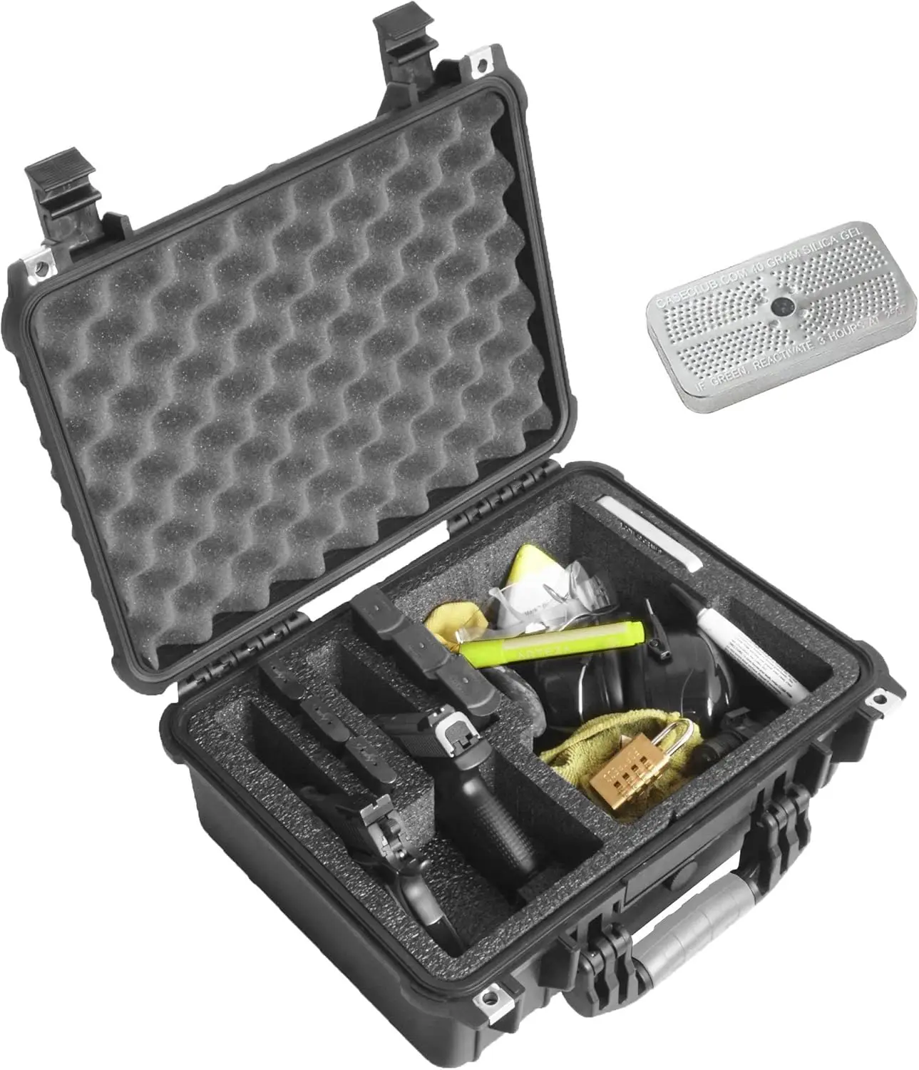 Heavy Duty Gun Case for 2 Pistols & 18 Magazines with Moisture Absorbing Silica Gel
Heavy Duty Gun Case for 2 Pistols & 18 Magazines with Moisture Absorbing Silica Gel