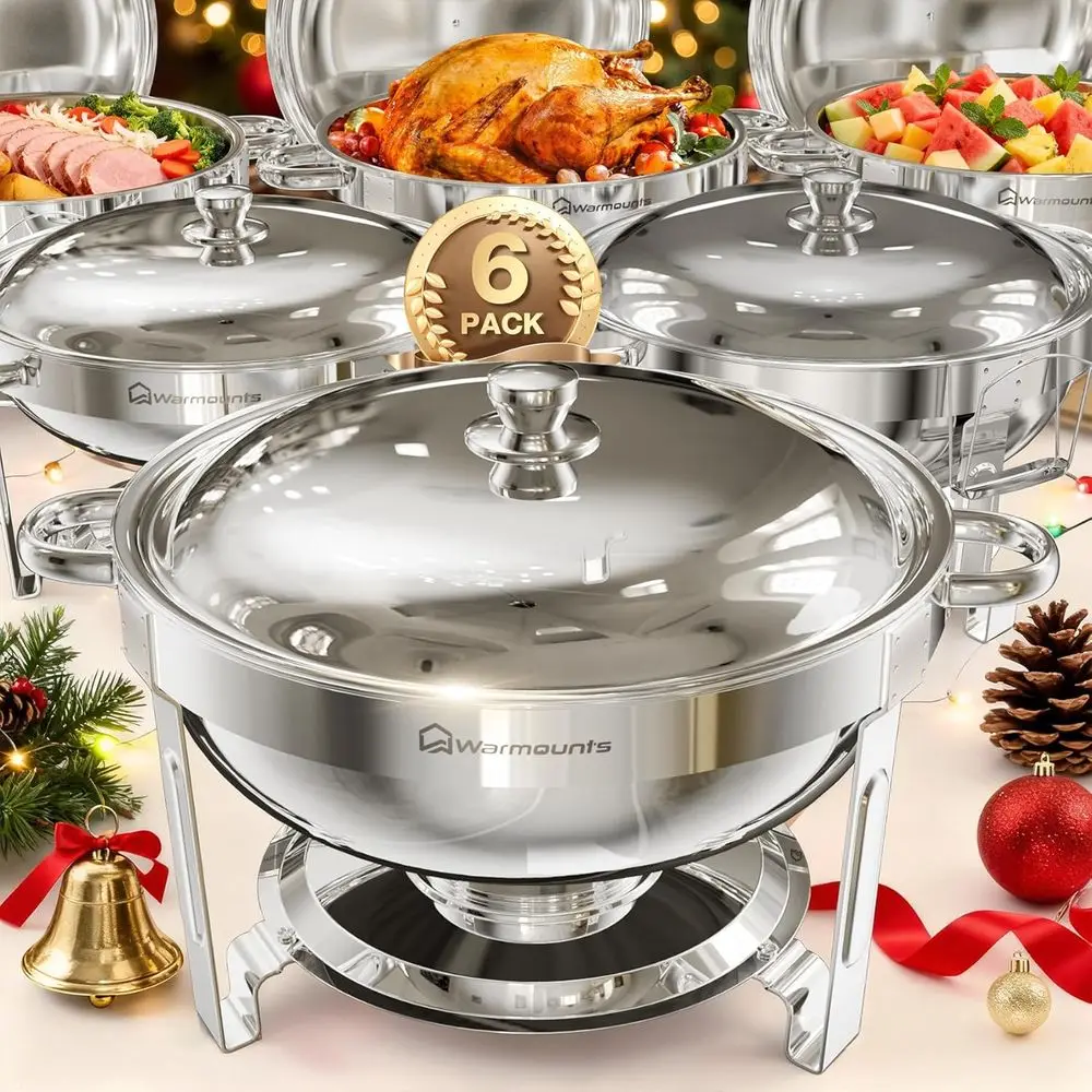 Round Chaing Dishes or Buet (5QT, 6 Pack), Chaers and Buet Warmers Sets with Mirror-Polished StainlSteel, Rolled Rim, Stackable,
Round Chaing Dishes or Buet (5QT, 6 Pack), Chaers and Buet Warmers Sets with Mirror-Polished StainlSteel, Rolled Rim, Stackable,