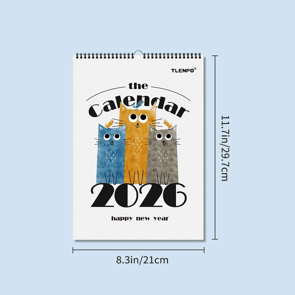 1PC of 2026 Cat Theme Wall Calendar - Cartoon-style Design, with 12 Different Patterns, Suitable as a Gift for Birthdays
1PC of 2026 Cat Theme Wall Calendar - Cartoon-style Design, with 12 Different Patterns, Suitable as a Gift for Birthdays