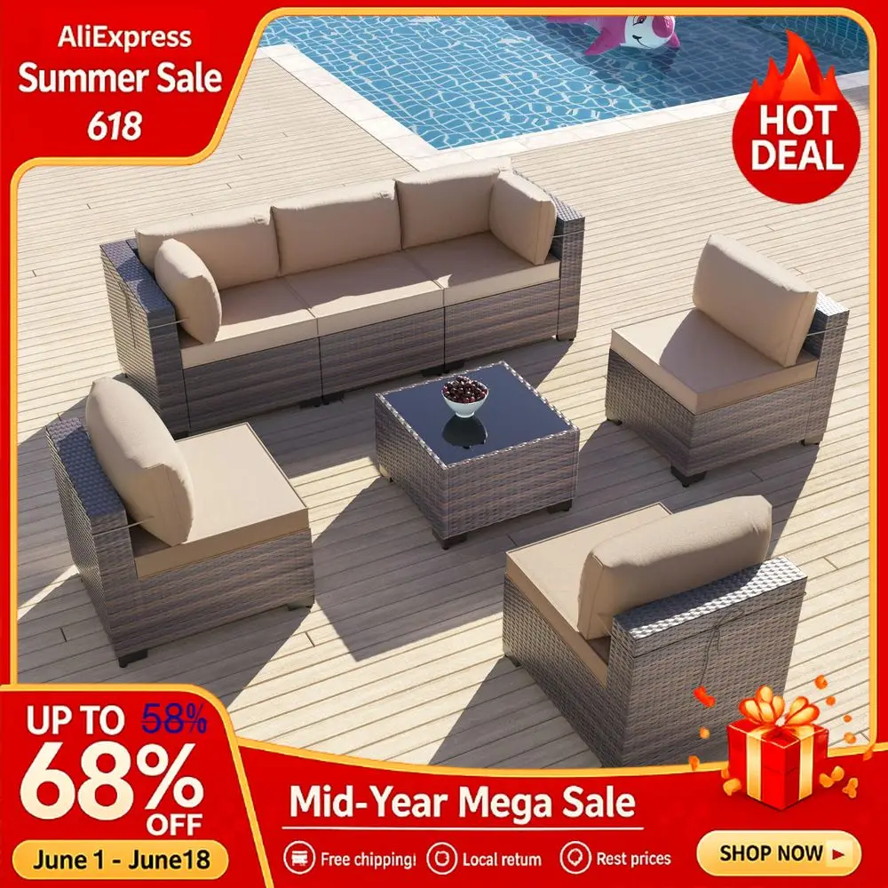 Pieces Patio Furniture Sets,Wicker Conversation Set Sectional Sofa,Includes 6 AllWeather High Back PE Rattan Seating, Custom
Pieces Patio Furniture Sets,Wicker Conversation Set Sectional Sofa,Includes 6 AllWeather High Back PE Rattan Seating, Custom