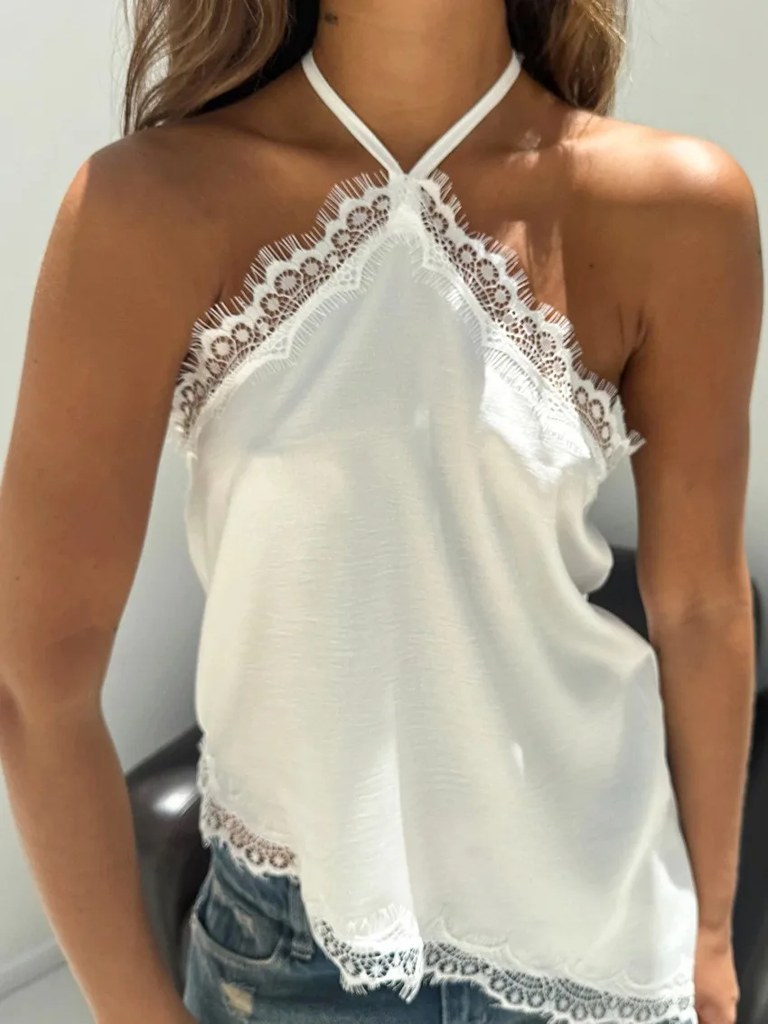 Spring Summer Women's Clothing Slim Fit Lace Halter Neck Elegant Office Casual Wear Top For Woman Polyester Bodycon Tank
Spring Summer Women's Clothing Slim Fit Lace Halter Neck Elegant Office Casual Wear Top For Woman Polyester Bodycon Tank