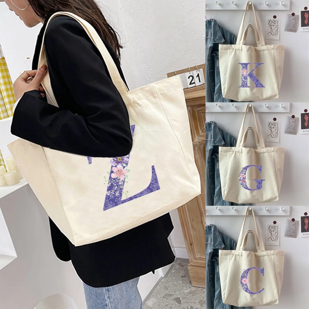 Shopping Bag Tote Folding Pouch Handbags Convenient Canvas Purple Flower Letter Printed Shoulder Bags Reusable Casual Handbag
Shopping Bag Tote Folding Pouch Handbags Convenient Canvas Purple Flower Letter Printed Shoulder Bags Reusable Casual Handbag