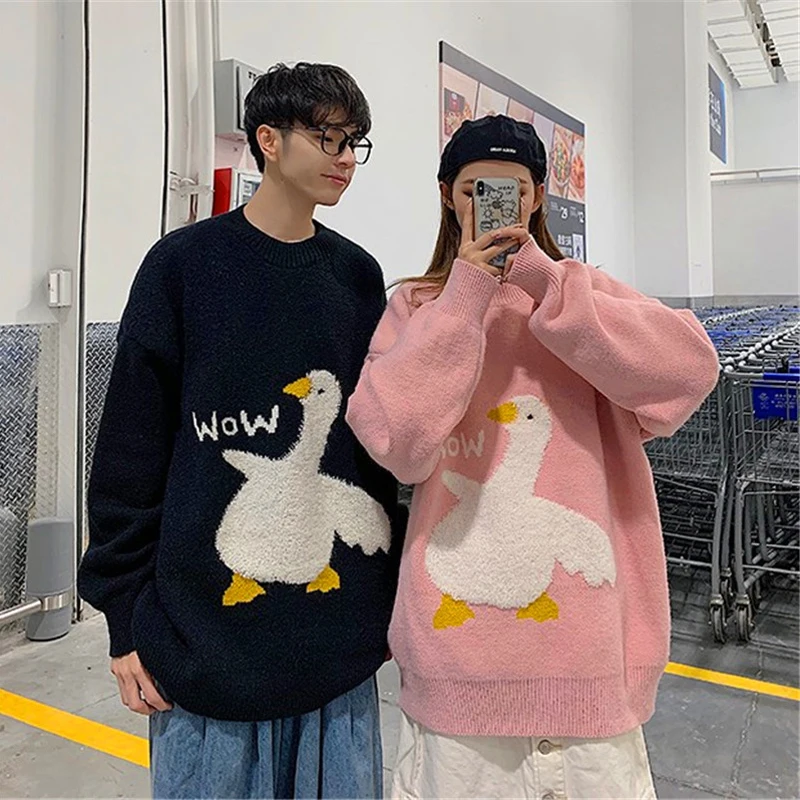 Oversized Knitted Duck Sweater Women Harajuku Winter Kawaii Goose Print Pullover Women Warm Street Wear Loose Couples 2023 New
Oversized Knitted Duck Sweater Women Harajuku Winter Kawaii Goose Print Pullover Women Warm Street Wear Loose Couples 2023 New