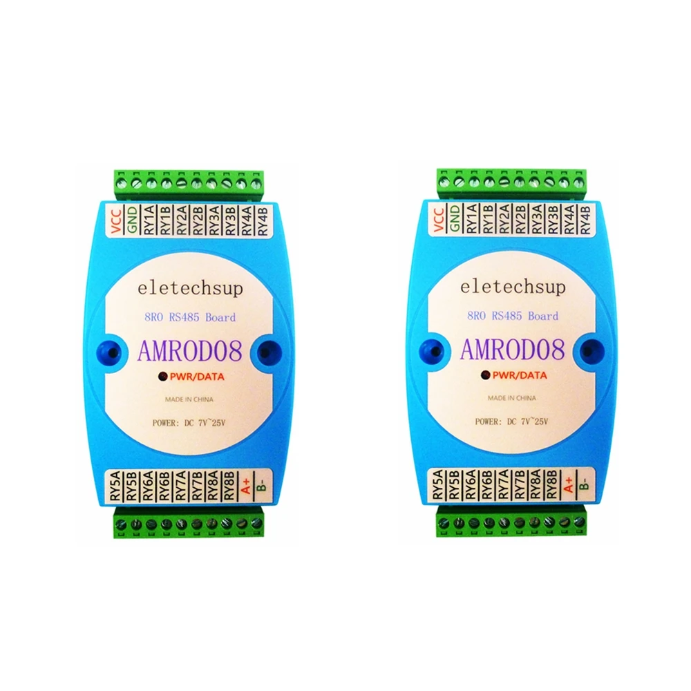 2 шт., 8-канальный релейный модуль RS485 MODBUS RTU, функциональный код 05/06/15/16/01/03, изолированная коммуникационная цифровая Выходная плата
2 шт., 8-канальный релейный модуль RS485 MODBUS RTU, функциональный код 05/06/15/16/01/03, изолированная коммуникационная цифровая Выходная плата