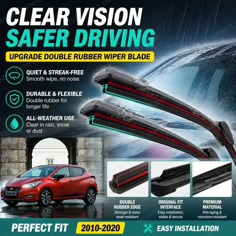For Nissan Micra K13 2010-2020 Front Windshield Wiper Blades Double Rubber Car Wiper Refills All Weather Performance
For Nissan Micra K13 2010-2020 Front Windshield Wiper Blades Double Rubber Car Wiper Refills All Weather Performance